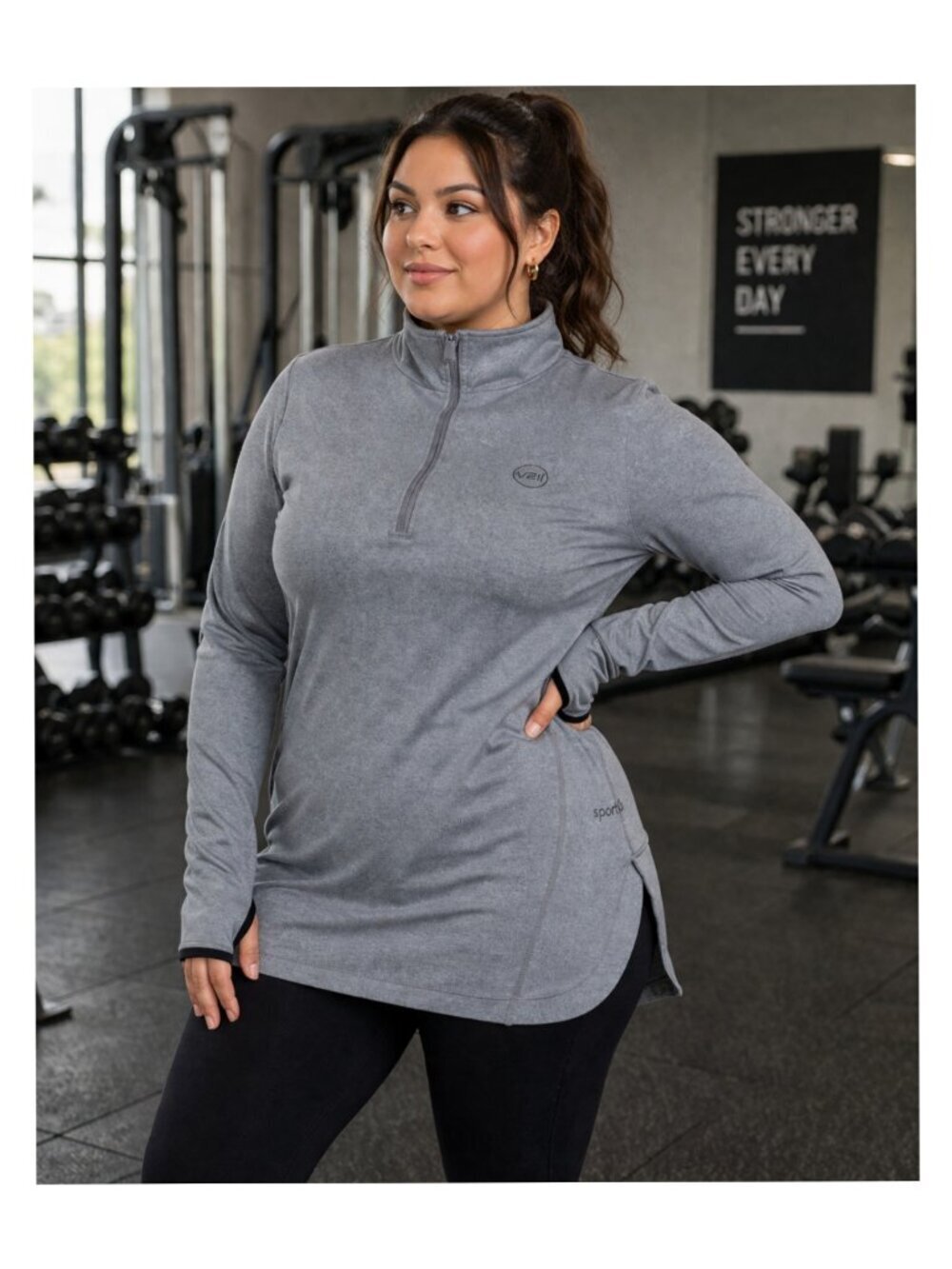 Veil Spark Half-Zip Women's Charcoal Grey T Shirt size XXL coolness and comfort